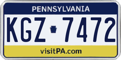PA license plate KGZ7472