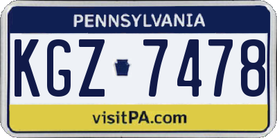 PA license plate KGZ7478