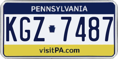 PA license plate KGZ7487