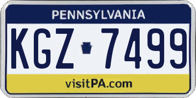 PA license plate KGZ7499