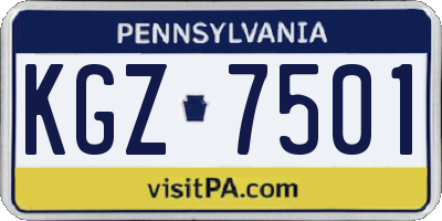 PA license plate KGZ7501