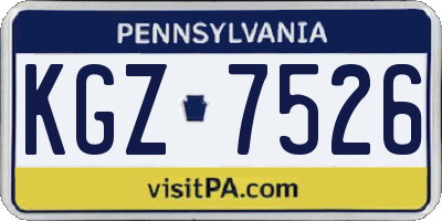 PA license plate KGZ7526