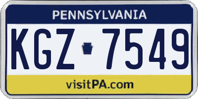 PA license plate KGZ7549