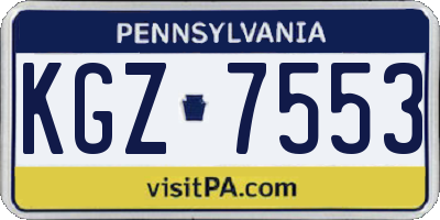 PA license plate KGZ7553