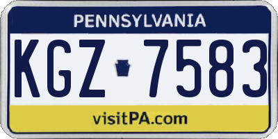 PA license plate KGZ7583