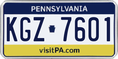 PA license plate KGZ7601