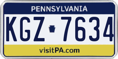 PA license plate KGZ7634