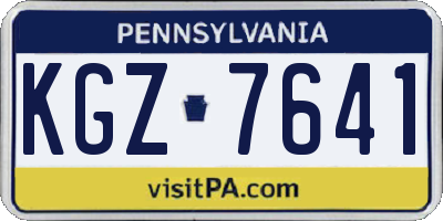PA license plate KGZ7641
