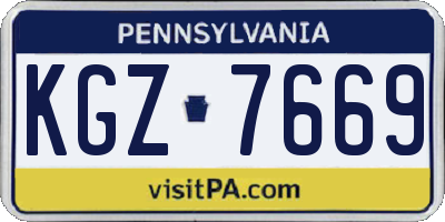 PA license plate KGZ7669