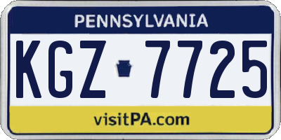 PA license plate KGZ7725