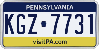 PA license plate KGZ7731