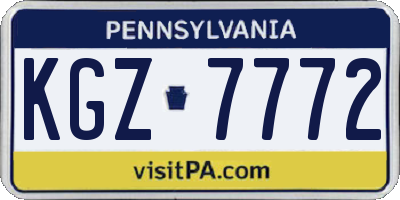 PA license plate KGZ7772