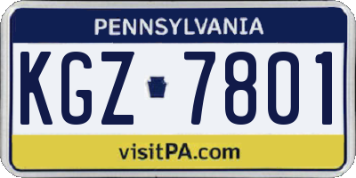 PA license plate KGZ7801