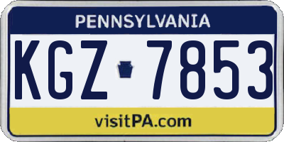 PA license plate KGZ7853