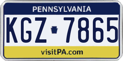 PA license plate KGZ7865