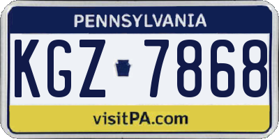 PA license plate KGZ7868