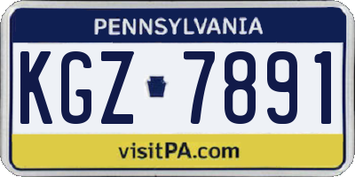 PA license plate KGZ7891
