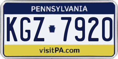 PA license plate KGZ7920