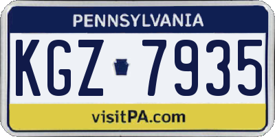 PA license plate KGZ7935