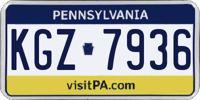 PA license plate KGZ7936