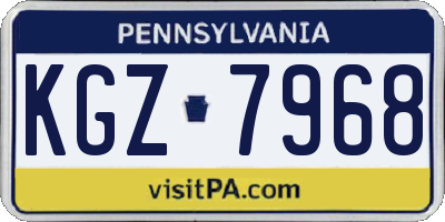 PA license plate KGZ7968