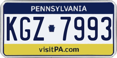 PA license plate KGZ7993