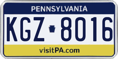 PA license plate KGZ8016