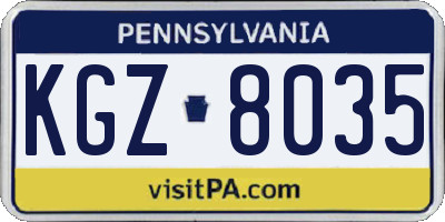 PA license plate KGZ8035