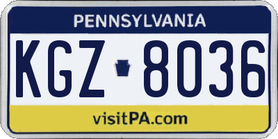 PA license plate KGZ8036