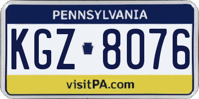 PA license plate KGZ8076