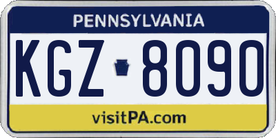 PA license plate KGZ8090