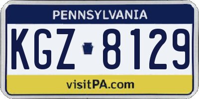 PA license plate KGZ8129