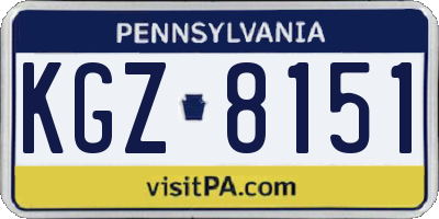 PA license plate KGZ8151