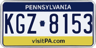 PA license plate KGZ8153