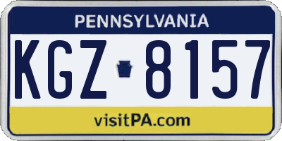 PA license plate KGZ8157