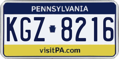 PA license plate KGZ8216