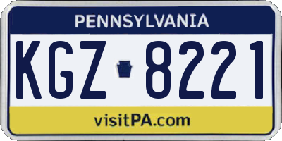 PA license plate KGZ8221