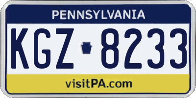 PA license plate KGZ8233