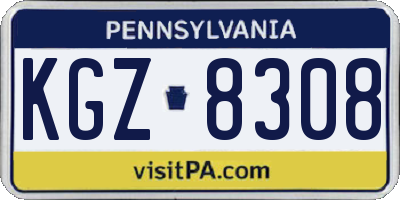PA license plate KGZ8308