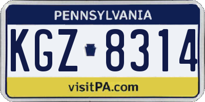PA license plate KGZ8314