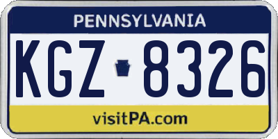 PA license plate KGZ8326