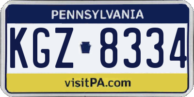 PA license plate KGZ8334