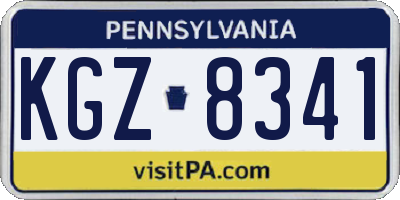 PA license plate KGZ8341