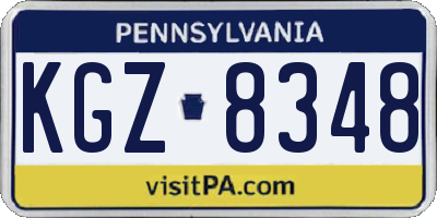 PA license plate KGZ8348
