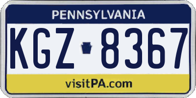 PA license plate KGZ8367