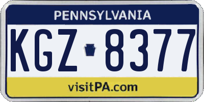 PA license plate KGZ8377