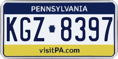 PA license plate KGZ8397