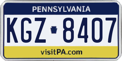 PA license plate KGZ8407