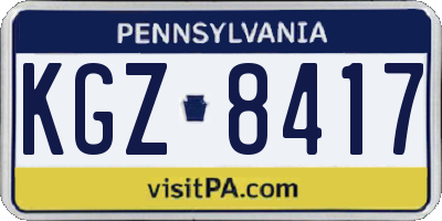 PA license plate KGZ8417