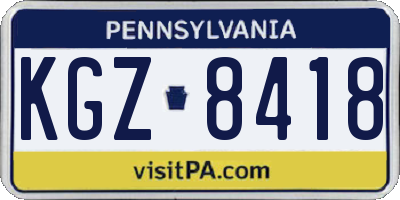 PA license plate KGZ8418